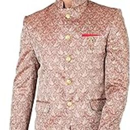Men's Banarasi Rayon Cotton Pink Bandhgala-image-25