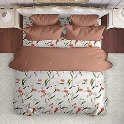 THE HAPPY POD Comforter Set for Double Bed| Comforter/Blanket/Duvet (150 GSM) -2.28mx2.45m| 160TC Double Bedsheet -2.28mx2.48m| 2 Pillow Covers -46cmx69cm| Floral -Red|1 00% Brushed Microfiber-picture-12