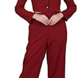 Red Wine Chic Co-ord Set for Women – Textured Poly Crepe Fabric – Elegant Outfit for Formal Events, Business Meetings, Parties & Dinner Dates-image-70