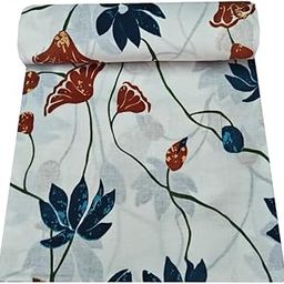 Kalap Floral Printed Cotton Cloth Materiel Indian Cotton Hand Block Print Fabric Running Jaipuri Hand Block Printed Women Dress Material Kurtis Natural 43" Inches (2 Meter)-image-10