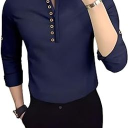 ZIMLI Store Men's Cotton Blend Zip Button Short Kurta, Mandarin Collar, Full Sleeves-picture-50