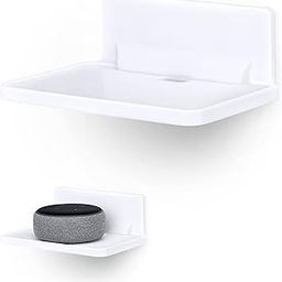 Brainwavz Screwless Extra Wide Floating Shelf Mount for Security Cameras Baby Monitors Speakers Plants Toys & More, Universal Holder Strong Adhesive, 172mm x 105mm (White)-picture-18