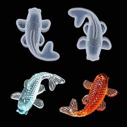 ResinPro 2Pcs Koi Fish Silicone Resin Molds, Japanese Carp Goldfish Fish Tail Jewelry Epoxy Mold for DIY Pendant Charms Making Jewelry-picture-18