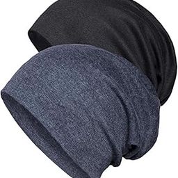 |AZ| Unisex Fashion Thin Knit Slouchy Beanie Hat Soft Stretch Skull Cap (Black, Dark Grey)-image-85
