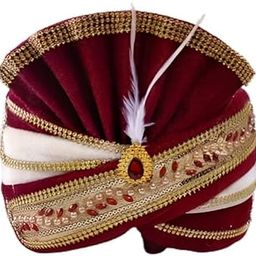 Traditional Wedding Accessories Turban Maroon Velvet Cloth for Dulha/Groom Pagdi/Pagari-30