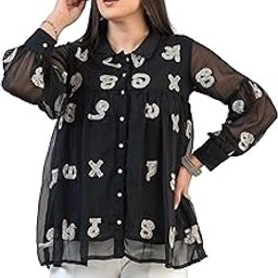 Black Embroiderd and Sequince Tunic with Buttons-image-1