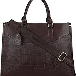 Stylish Women's Office Bag-Vegan Leather Laptop Tote For Professional&Casual Work Use|Spacious,Durable And Elegant Crossbody|Handbag|Sling Bag 14 Inch Laptop With Double Handles,White-image-52