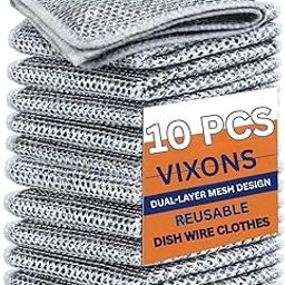 Vixons Non Scratch Wire Dish Cloth (Pack of 10), Steel Scrubber for Utensils Cleaning, Multipurpose Wet and Dry Cleaning, Stainless-Steel Dish Wash Scrubber for Washing Dishes, Sinks, Counters-image-72