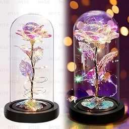 BHAKTVATSAL Forever Rose, Galaxy Glass Rose Flower and Butterfly with Led Light Great Gift Ideas for Valentine's Day, Mother's Day, Birthday, Anniversary, Engagement-image-41