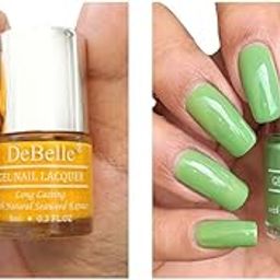 DeBelle Nail Polish Combo set of 2, Yellow(Caramelo Yellow) and Pastel Green(Mystique Green), 16 ml(8 ml each) 8ml Each-45