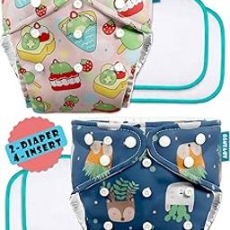 Advanso Leakage Proof cloth diapers for babies, high absorbent 2 reusable diaper 4 insert pad combo pack washable cloth diaper free size 5-18kg adjustable pocket cover P65-image-25