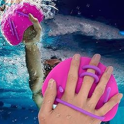 Enakshi (LABEL) Swimming Hand Paddles Gloves Aquatic Fitness Swimming Equipment Swim Paddles Pink-23