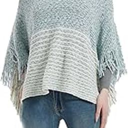 Women Winter Bicolor Stripe Fringe Tassel Hollow out Cloaks Poncho Wrap Shawl Sweater Cape Top for Girls & Women-picture-29