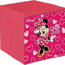 Kuber Industries Disney Minnie Print Foldable Laundry Basket|Clothes Storage Basket With Handle & Lid,.(Pink)-image-81