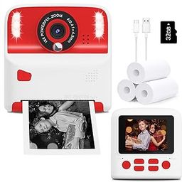 Instant Print Camera for Kids, Christmas Birthday for Girls Age 3-12, Digital Camera for Kids to Print Black and White Photos, Creative Exploration, Great for-18