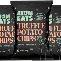 Atom Eats Ruffled Black Truffle & Cheese Sprinkled Potato Chips 40g each (Pack of 3) | Crunchy Gourmet Snacks for Parties, Drinks, Tea & Coffee | Imported Quality | Social Gatherings - Fun Snack-image-11