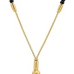 925 Sterling Silver 1 Gram Gold Plated Chain Traditional Mangalsutra Tanmaniya Necklace with Black Beads For Women | Hypoallergenic | Chandi Necklace | Gift For Wife-image-26