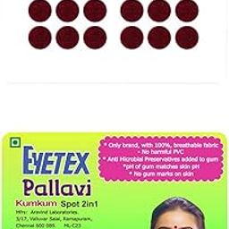 Eyetex Pallavi Sticker Bindi/Pottu|Round|Aloe Vera & Papaya Extracts|Breathable Non-Irritating Velvet Fabric|P2|Maroon|20 Flaps-32
