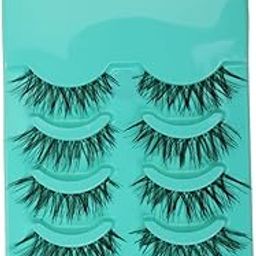 MAYCREATE® 5 Pairs Beauty Makeup Handmade Messy Cross Style False Eyelashes, Reusable Natural Fluffy Faux Lashes, Thick Long 15mm, Soft Comfortable No Glue Needed, Black Synthetic Fiber, Green-37