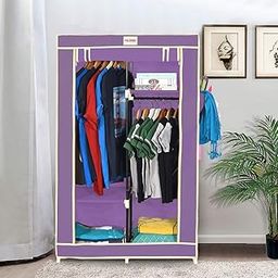 FD225 Foldable Wardrobe Single Door / 4 Shelves / 2 Hanger (Lavender)-picture-25