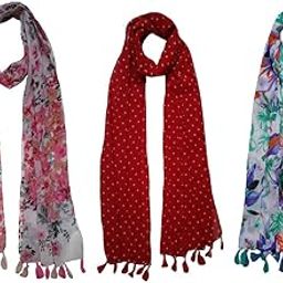 Printed Poly Cotton Scarf and Stoles for Women (Combo of three stoles)-picture-47