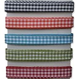 Finesse Polyster Checked Ribbon for Gift Wrapping, Birthday/Party Decoration, Multi-Purpose Use (Multicolor, Size: 0.50 Inch) Pack of 6-image-15