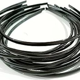 12 Pcs Simple Fashion Plastic Elastic Hair Bands Wavy Hair Comb Black Headband Teeth Comb Shine Hairband Hoop Hair Accessory For Girls, Women Lady-15