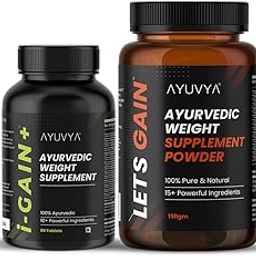 i-Gain+ & Lets Gain Weight Gain Combo | Helps Improve Appetite & Digestion | Promotes Muscle Recovery & Energy Levels | For Men & Women | 100% Ayurvedic Combo | Pack of 2-11