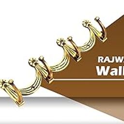 SMART SHOPHAR Brass Rajwadi Wall Hook 6 Legs Antique, Pack of 1 / Heavy Duty Hanger for Hanging Keys, Cup, Coat, Hat, Kitchens Towel, Bathroom and Office/Screws with Plastic Plugs-22
