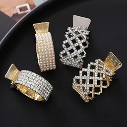 Starvis Pearl Hair Accessories 3 Pc Ponytail Hair Clutcher Claw Clips For Women Stone Wedding Claw Clip Butterfly Clutcher Metal Butterfly stone pearl claw (Pack of 3)-image-61