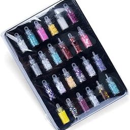 Snoogg Extra Fine Glitter for Tumblers, Glitter and Sequins for Resin Art,Sprinkles,Nail Art, Gift Cards, DIY and More Pack of 24 Small Bottles-image-18