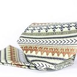 Aztec Pattern Necktie – Grey & White | Tribal Print | 4-Inch Width | For Weddings, Parties & Formal Events-image-5
