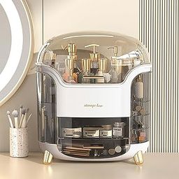 ALOXE Cute Makeup Cosmetic Organizer Box With Drawer Storage | Multi-Compartments Plastic Storage Organizer Box For Women (White)-image-75