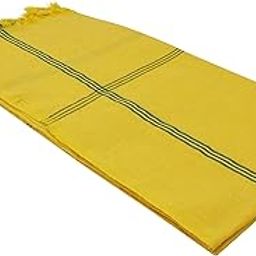 Men's Mixed Cotton Angavastram (Yellow, 30" x 60")-image-23