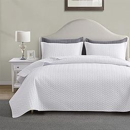 Maple&Stone Quilt Set Twin/Twin XL, Lightweight White Bedspread Ultrasonic Chevron Pattern Light Coverlet for All Season Comforter Bedding Decor - 2 Piece Twin Extra Long Bed Cover Sets-image-39