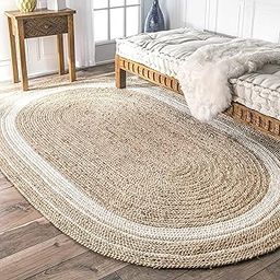 Ayush Collection's Jute & White Cotton, Braided Reversible Rug for Bedroom Living Room Dining Room (3x5 feet)-image-91