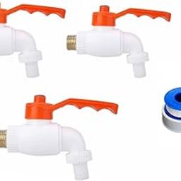 BATH GURU Plastic Heavy Duty 1/2" White Turkey Nozzle Bib Cock Tap for Bathroom Kitchen & Garden (Pack of 3) "FREE" TEFLON TAPE-image-85
