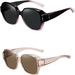 Sunglasses for Woman, Sunglasses for Women Stylish, Sunglasses for Woman Lightweight Frame for Outdoor Activities Includes 2 Pairs with Tea Frame and Purple Gradient Lenses-image-67