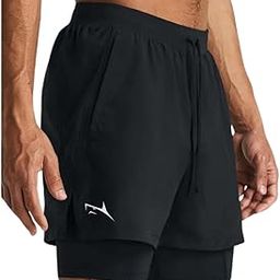 PROSHARX 2 in 1 Active Dual Shorts with Inner Tights Layer | Men's Double Layer Short for Running, Gym & Sports-23