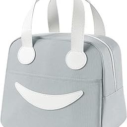 Yatee Lunch Bags Large Insulated Lunch Tiffin Carry Bag | Color Smiley Big Size Hot Cold Bag for Office Travel School Picnic for Girls, Boys, Men & Women (Small, Grey)-image-46