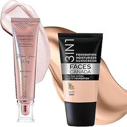 FACESCANADA Rose Glow Kit | Rose Gold Strobe Cream (30ml) + Warm Natural All Day Hydra Matte Mini Foundation (18ml) | Makeup Kit For Women (Combo Pack of 2)-3