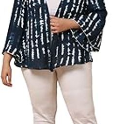Women's Plus Size Rayon Shrug for Women Open Front 3/4 Bell Sleeve Hip Length Loose Fit Western Shrug Casual College Office Wearable Fashionable Party for Ladies-16