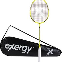 Exergy Hurricane Badminton Racket - Lightweight 77g, 32 lbs String Tension, Japanese Graphite, Stiff Flex, G6 Grip, Pre-Strung Racquet with Full Cover - Ideal for Intermediate Players, Neon Yellow-picture-25