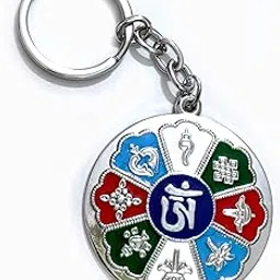astroghar Auspicious Tibetan Buddhist Ashtamangala Symbols Key Chain Key Ring-picture-32