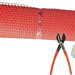Singhal Tree Guard Net, Garden Fencing Net Virgin Plastic with 1 Cutter and 50 PVC Tags (Red, 4 ft x 20 ft)-3