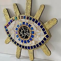 The Mosaic Magic Decorative Handmade Mosaic Evil Eye, White and Iridescent Glass Tiles, Eye-Shaped, Housewarming, Festival, Birthday, Anniversary Gifting Doorway, Entryway,Living Room Wall Mount-image-27