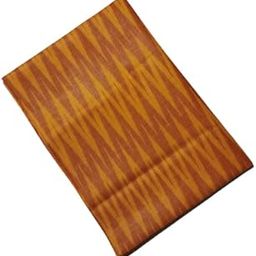 Shoplex Pure Cotton Ikkat fabric Mustard Yellow Peach 1 Meters Blouse-picture-7