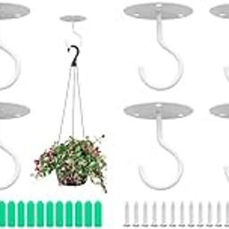 Optifit® 8PCS Metal Ceiling Hook for Hanging Flower Pot Plant Wall Mounted Baskets String Lights in Balcony Porch Hook with Screws White-image-42