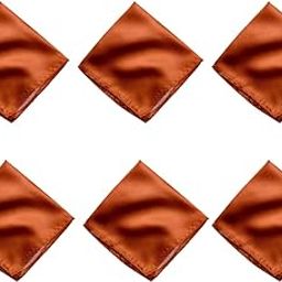 Satin Pocket Square for Men, Wedding Handkerchief for Suits, Blazers & Tuxedo, Men's Pocket Square Combo (Pack of 6) (Copper Brown)-image-75