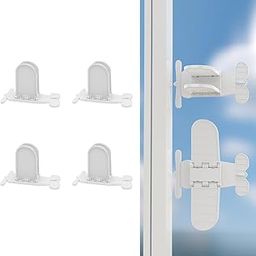 SNOWIE SOFT 4Pcs Sliding Door Child Lock, Window Child Safety Locks, Baby Proof Windows Locks, Sliding Door Lock For Child Safety - Style C, White-72